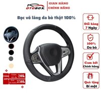 Bọc vô lăng ô tô da thật size 38 dành cho các hãng xe oto, bọc cần lái xe hơi cao cấp chính hãng OTOBOX