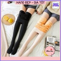[Bocstore] Quần tất nữ lót lông màu da đen siêu ấm túi zip sang chảnh