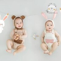 Body 6812 Yếm Len Kèm Mũ Tai Thỏ Xinh Xắn BéTrai Bé Gái