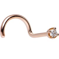 Body Candy 14k Rose Gold 1.5mm (0.015 cttw) Genuine Diamond Right Nose Stud Screw 20 Gauge 1/4"