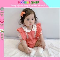 Body cánh tiên cam bé gái họa tiết hoa nhí cổ lá sen tay lỡ