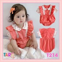 Body cánh tiên cam bé gái họa tiết hoa nhí cổ lá sen tay lỡ