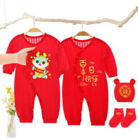 Body cho b é bodysuit cho b é trai One Hundred Days Baby bodysuit Summer Thin Cotton Boys Girls Baby Princess 100 Days Photo Hundred Days Party Suit Red