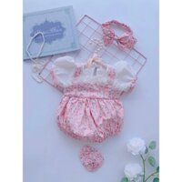 Body Cho Bé Gái - Bộ Body Yếm Hoa Nhí Hồng Ren Ngực - Quần Áo Trẻ Em - Đầm Thiết Kế Cho Bé Gái