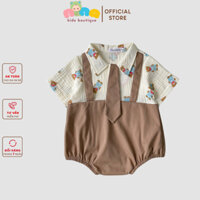 Body công tử cho bé trai đầy tháng Nina Kids Boutique Body bé trai sơ sinh 0 24 tháng Bodysuit xô muslin cho bé