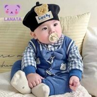 Body công tử cho bé trai Hình Gấu dễ thương, Body dài tay cho bé trai gái lót lông ấm áp, Bodysuit cho bé từ 0-12M