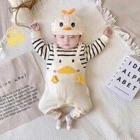 Body dài tay cho bé gái bé trai Hình Thú đáng yêu, Bodysuit cho bé chất lót lông mềm mịn, Bộ liền quần cho bé từ 3-12kg