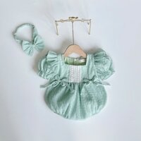 Body Đũi Xanh Tặng Kèm Nơ Cho Bé Gái, Bodysuit, Đồ Liền Thân, Hàng Thiết Kế Cao Cấp