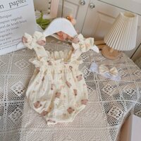 Body Hai Dây Xô Muslin Cho Bé Gái 💝FREESHIP💝 TẶNG TURBAN- Bodysuite Trẻ Em Gái Đầy Tháng Sơ Sinh Thôi Nôi Sinh Nhật