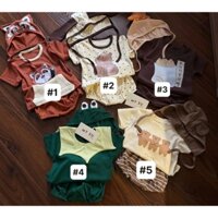 Body kèm mũ cho bé, Set bộ hình thú dễ thương chất cotton co giãn mềm mại cho bé yêu