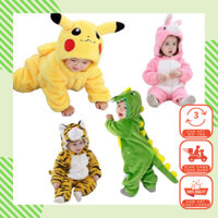 Body Lông Nhung Cao Cấp Cho Bé Yêu Từ 4 Đến Dưới 30kg - Khủng Long Hổ Pikachu Thỏ, Voi,