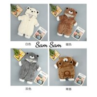 Body lông thú 3 lớp trần bông quảng châu hàng cao cấp ủ gấu ấm cho bé từ 0-12 tháng