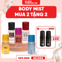 Body Mist ELEM FORMULAS Hương Nước Hoa Unisex , Xịt Thơm Body Lưu Hương lâu, Cấp Ẩm 90 ML