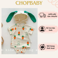 (BODY+ MŨ)  Body suit bé gái mùa hè ,Bodysuit bé trai, Chất cotton(3-12kg)