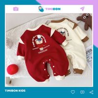 Body Noel Dài Tay Cho Bé Trai Bé Gái, Bodysuit Thu Đông Màu Đỏ Lót Nỉ Lông Mẫu Quần Áo Trẻ Em Liền Thân – [BDD89]