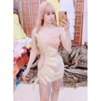 body phoi lông kết Ngọc tua rua dự tiệc hình thật