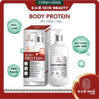 Body PROTEIN (200ml) Quê Skin chiết xuất từ sữa lên men, Dưa lưới và Yến Mạch dưỡng toàn thân hương hoa hỗ trợ chai sần