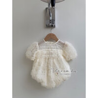 Body ren hoa hồng kem {jennybebe} cho bé gái thôi nôi 3-18M