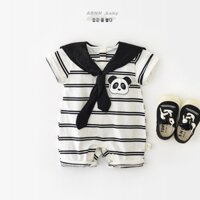 Body sọc đen gấu panda choàng cổ