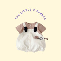 Body suit bé trai phối màu nâu kem, họa tiết cún con 3D đáng yêu