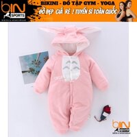 Body Suit Chần Bông Cho Bé Gái Thu Đông Siêu Ấm Có Mũ Thú Hàng Quảng Châu BINSPORTS QATE003