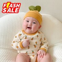 Body Suit Quả Chanh Vàng, vải cotton gân Hàn xuất xịn cho bé, chất đanh mịn mềm co giãn tốt.