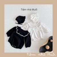 Body Suit viền ren cho bé gái (kèm mũ)