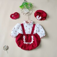 Body Túi Đỏ Tặng Kèm Mũ Và Giảy Vải, Bodysuit, Đồ Liền Thân Dịp Đầy Tháng, Thôi Nôi, Đi Tiệc