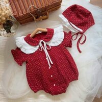 [Body + yếm + mũ] Body chip cho bé gái vải xô muslin Bodysuit Áo liền quần cho bé sơ sinh SLH234