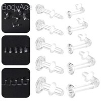 Bodyace 1 PC Mũi Giữ Pyrex Kính Trong Suốt Mũi Prong Mũi Stud Nhẫn Ngăn Ngừa Dị Ứng Nostril Xuyên Sụn Tai