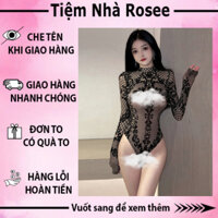 Bodysuit áo liền thân đan lưới sang chảnh quyến rũ phối ren xuyên thấu gợi cảm mã 965