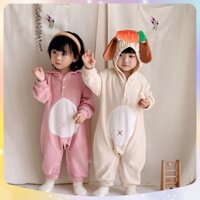 Bodysuit Cho Bé Gái, Bodysuit Cho Bé Trai Dài Tay Với Chất Liệu Zip Lông Mềm Mịn Cùng Mũ Tai Thỏ Nily Shop