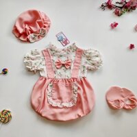 Bodysuit cho bé gái kèm mũ và giày vải vải boi hạt mềm mát, set body trẻ em thiết kế tui doremon siêu xinh Gaostore -M16