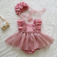 Bodysuit cho bé gái sơ sinh kèm nón chất liệu mềm mại, set body trẻ em siêu xinh, làm quà tặng cho bé Gaostore - M22