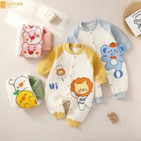 Bodysuit Cho Bé LOTUKA, Body Dài Tay Trần Bông Cho Bé Trai Bé Gái, Quần Áo Trẻ Em Size 3-12kg