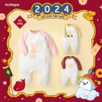 Bodysuit cho bé sơ sinh Mompa từ 0 đến 9 tháng dài tay cúc chéo vải Modal thấm hút co giãn thoáng khí MP 440