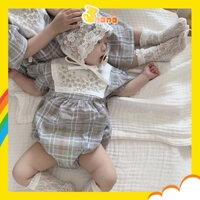 Bodysuit cộc tay phối hoa thêu cho bé. Bộ áo liền thân trẻ em thoáng mát - 3nana.kids