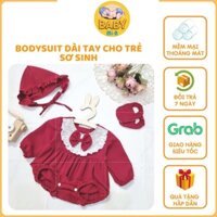 Bodysuit dài tay cho trẻ sơ sinh combo kèm mũ và giày vải - HaotamKids