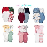 Bodysuit dài tay, cộc tay (Sét 5 bộ) bé trai bé gái, body chip cho bé sơ sinh chất cotton mềm mịn