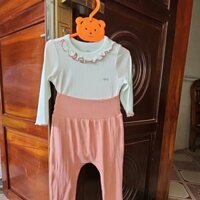 bodysuit dài tay phối quần hồng