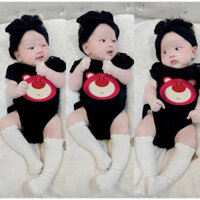 Bodysuit Gấu dâu hồng cộc tay cho bé trai , gái , đồ sơ sinh body chip trẻ em , Kid_genz