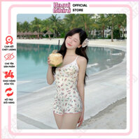 Bodysuit hoa nhí đi biển  phối ren nữ 1 lớp mỏng, Set áo liền quần ôm sát sexy quyến rũ cho nữ không đệm mút - Mã M08