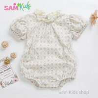 Bodysuit ngắn tay cổ tròn phối ren dễ thương cho bé 8-15kg,  Bodysuit cho bé gái.