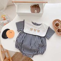 Bodysuit tay ngắn hình gấu phong cách tiểu thư Hàn Quốc dễ thương cho bé