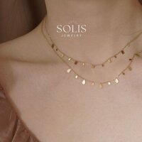 Boho-chic Giọt Nước Tròn Vuông Mặt Dây Chuyền Dây Chuyền Vòng Cổ Vàng Chống Thấm Nước Không Mòn Trang Sức 18K Mạ Vàng 3