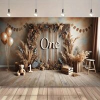 Boho Hoa Cỏ Đồ Chơi Gấu Trẻ Em Chụp Ảnh Nền Trẻ Em 1st Sinh Nhật Chân Dung Hoa Lều Dreamcatcher Bánh Đập Phông Nền Boho Bé Tắm Phông Nền