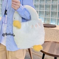 Bololo Túi Xách Lông Nhung Hình Cá Ngựa Hoạt Hình Màu Trắng Dễ Thương Phong Cách Nhật Bản Và Hàn Quốc