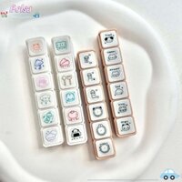 Bolsa Tem Trang Trí, Diy Crafts Cartoon Thêu Sò Tem, Đa Năng 6 Thiết Kế Báo Chí Inkpad Tem Tạp Chí Người Lập Kế Hoạch