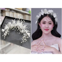Bờm cài tóc hoa huệ tây đất sét siêu xinh cho cô dâu LP16