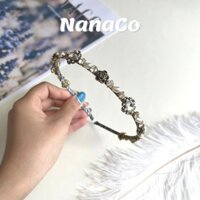 Bờm cài tóc nữ đính đá hoa hồng thời trang Hàn Quốc, xước tóc hot trend NanaCo